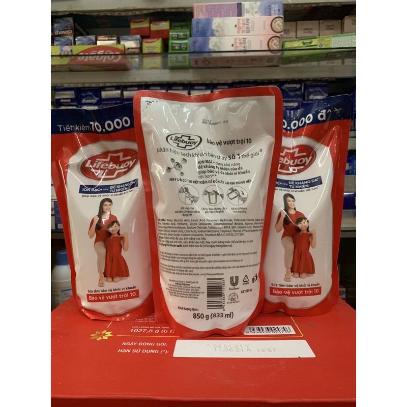 Túi SỮA TẮM LIFEBUOY BẢO VỆ VƯỢT TRỘI 10 800g