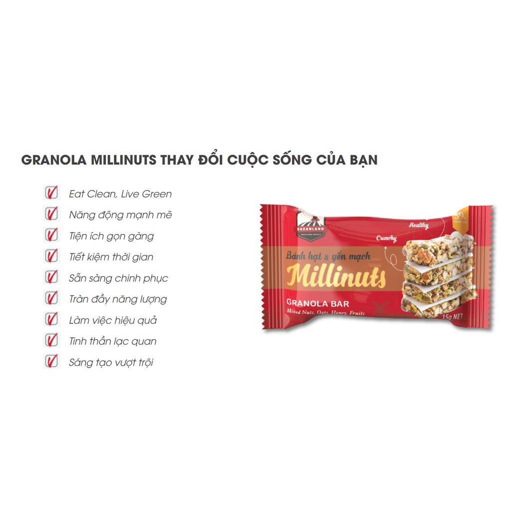 Hộp 36 thanh ngũ cốc Millinuts - dinh dưỡng hoàn hảo từ yến mạch, các loại hạt và trái cây sấy hảo hạng - Hộp 360g
