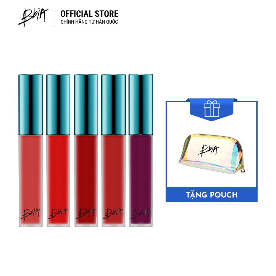 Full set 5 màu son kem lì BBia Last Velvet Lip Tint version 1 5g/thỏi TẶNG 1 túi trang điểm 28g - BBia Official Store