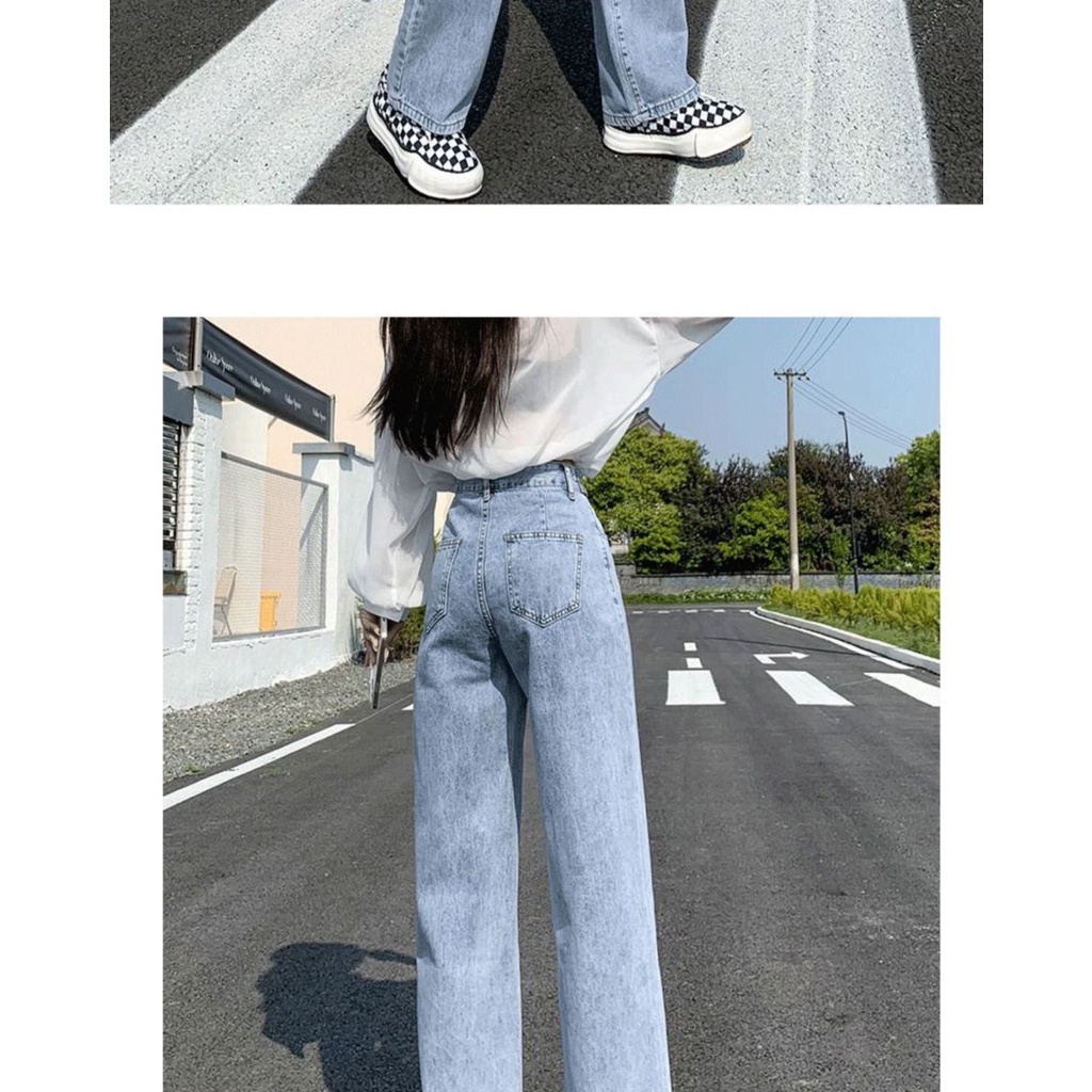 Quần Jean Nữ Ống Rộng Lưng Cao Thời Trang Mùa Hè Hàn Quốc 2022 Mới