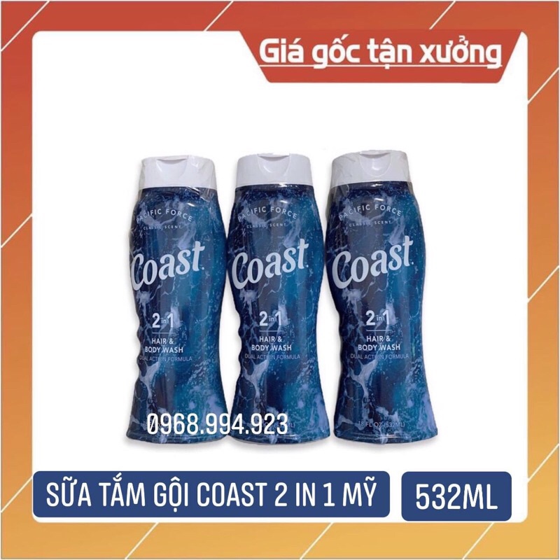 Sữa tắm Coast - Dầu gội và sữa tắm 2-in-1 Coast Classic scent 532ml ( chính hãng)