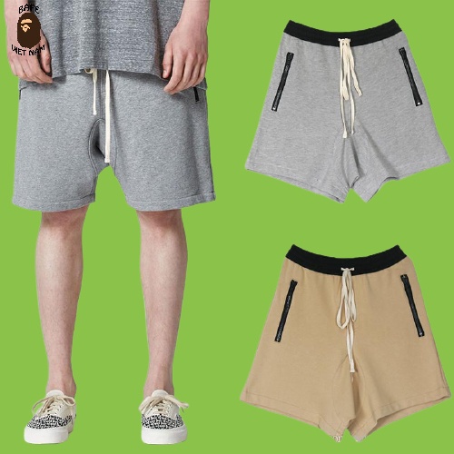 Quần Short FOG, quần đùi Fear of god chất liệu Nỉ da cá SS2021, 3 màu Đen, Xám, Kem BapeVN