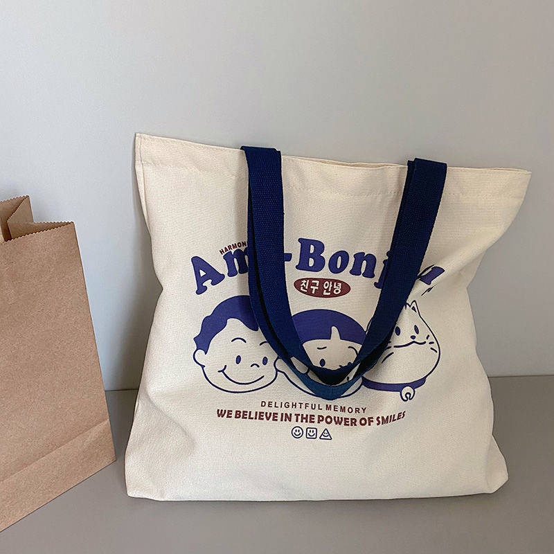 Canvas Bag Shoulder Large Capacity Oversized Tote Bag College Student Korean Canvas Bag Ins Bag Cloth Bag Tuition Bag LqfB
