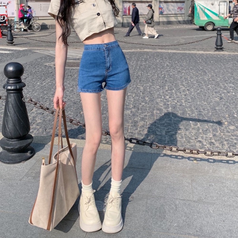 (New) Quần jeans nữ, quần short jeans ngắn basic màu xanh đủ size S M alohashop91