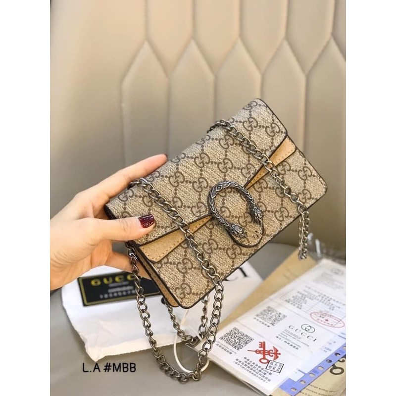 Túi Gu Chi rồng hoạ tiết màu mới chất đẹp size 18(có hộp)