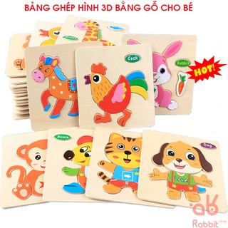 Tranh ghép hình bằng gỗ💚FREESHIP💚Tranh ghép hình động vật 3D kích thước 15cm x15 cm hàng loại 1 chuẩn đẹp