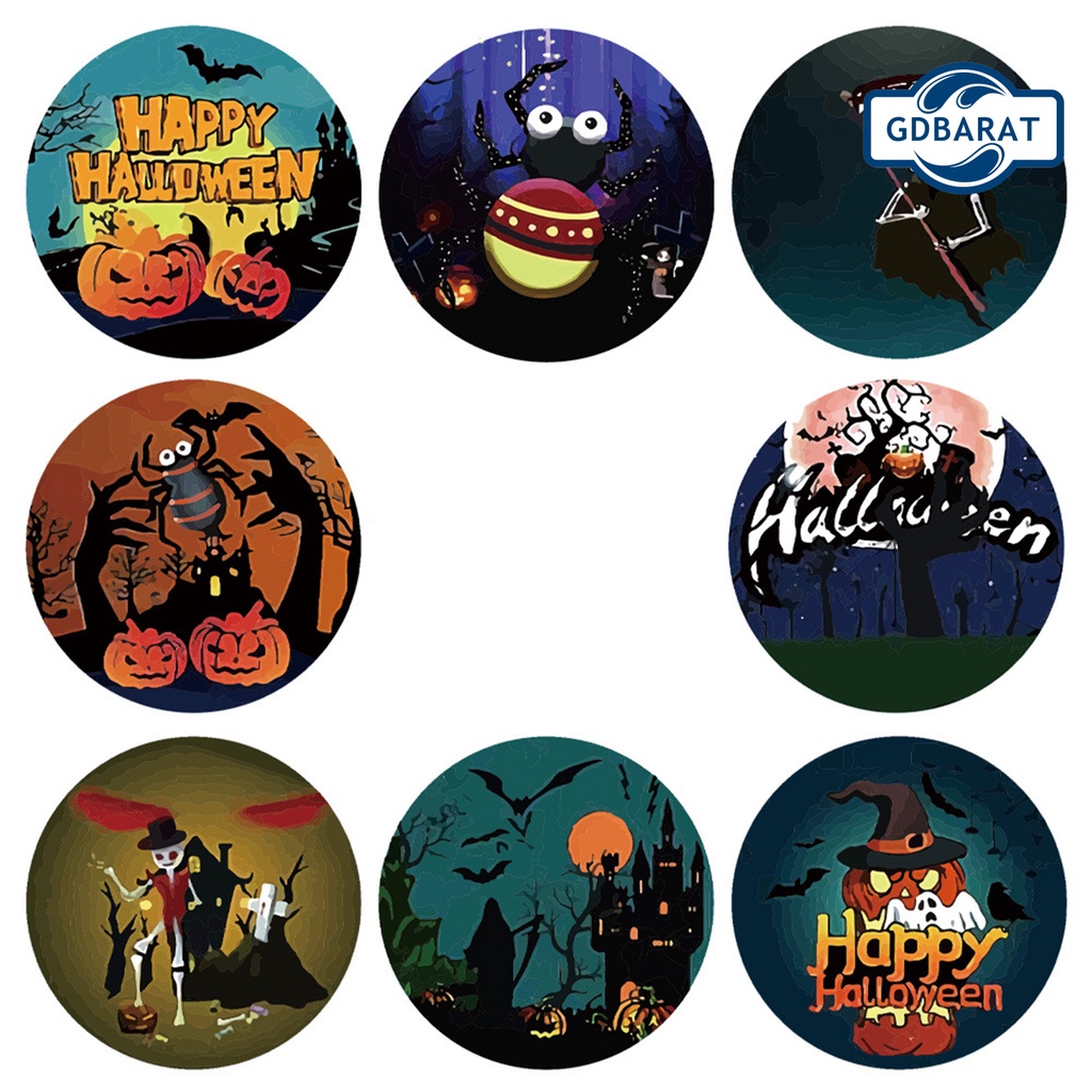 Cuộn 500 Nhãn Dán Tự Dính Hình Tròn Dùng Trang Trí Phong Cách Halloween