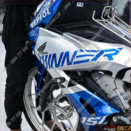 Tem Trùm Winner X Xanh Bạc Đen Phong Cách Repsol - Decal Candy Cao Cấp