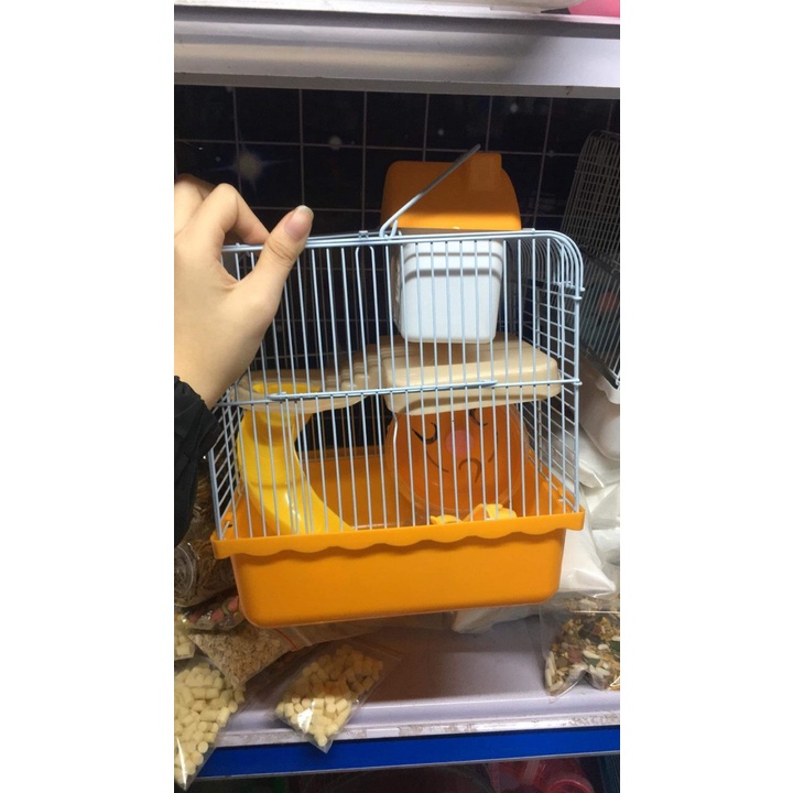 Lồng nuôi chuột Hamster 2 tầng loại nhỡ 24 x 17 x 30 cm giao màu ngẫu nhiên - PET&amp;JOI