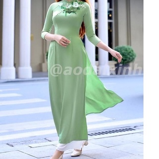 Áo dài , áo cách tân lụa nữ thêu hoa ngực xinh xắn b4