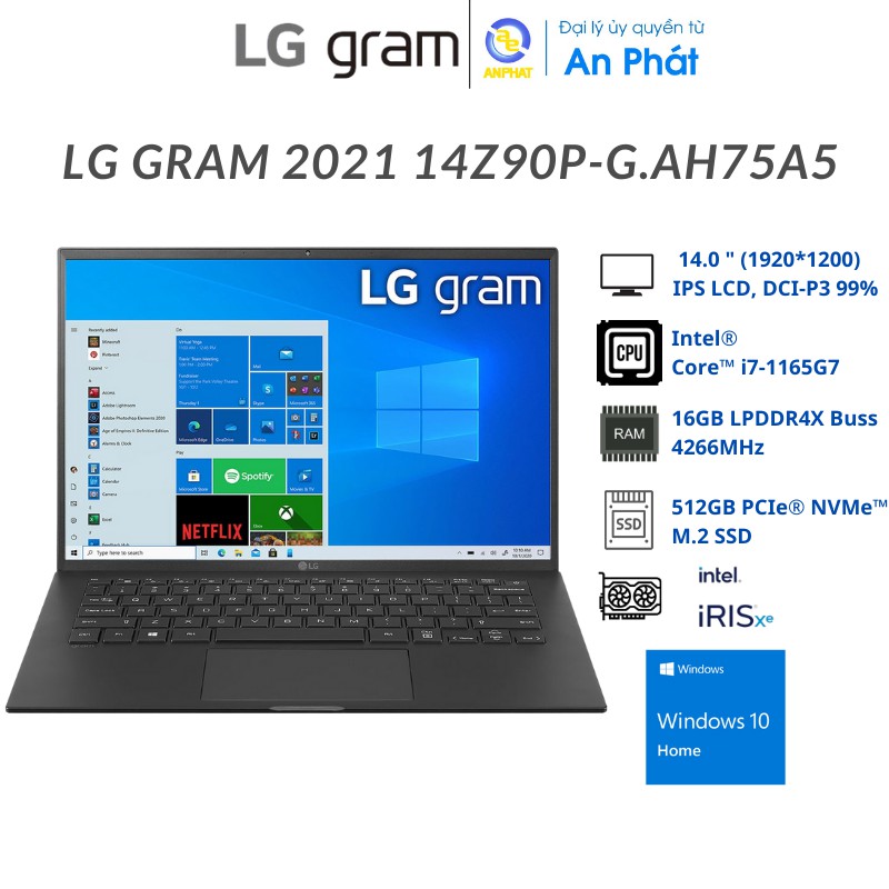 Laptop LG Gram 2021 14Z90P-G.AH75A5 (Core i7-1165G7 | 16GB | 512GB | Intel Iris Xe | 14.0 inch WUXGA | Win 10 | Đen) | WebRaoVat - webraovat.net.vn