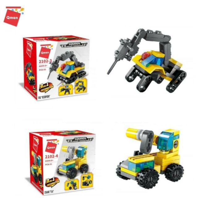 Bộ Ghép hình Lego Qman - Nhiều hình ô tô xe máy khủng long cho bé thỏa thích lắp ráp