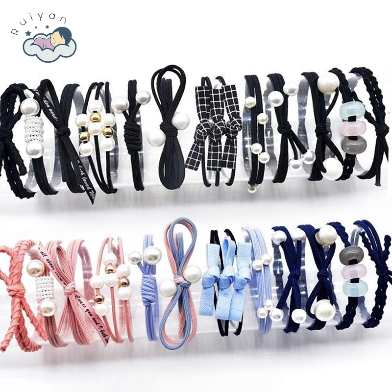 Set 12 dây buộc tóc kiểu dáng đơn giản cho nữ