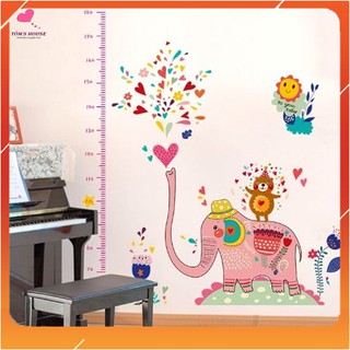 ⚡freeship⚡ decal dán tường đo chiều cao mẫu voi hồng