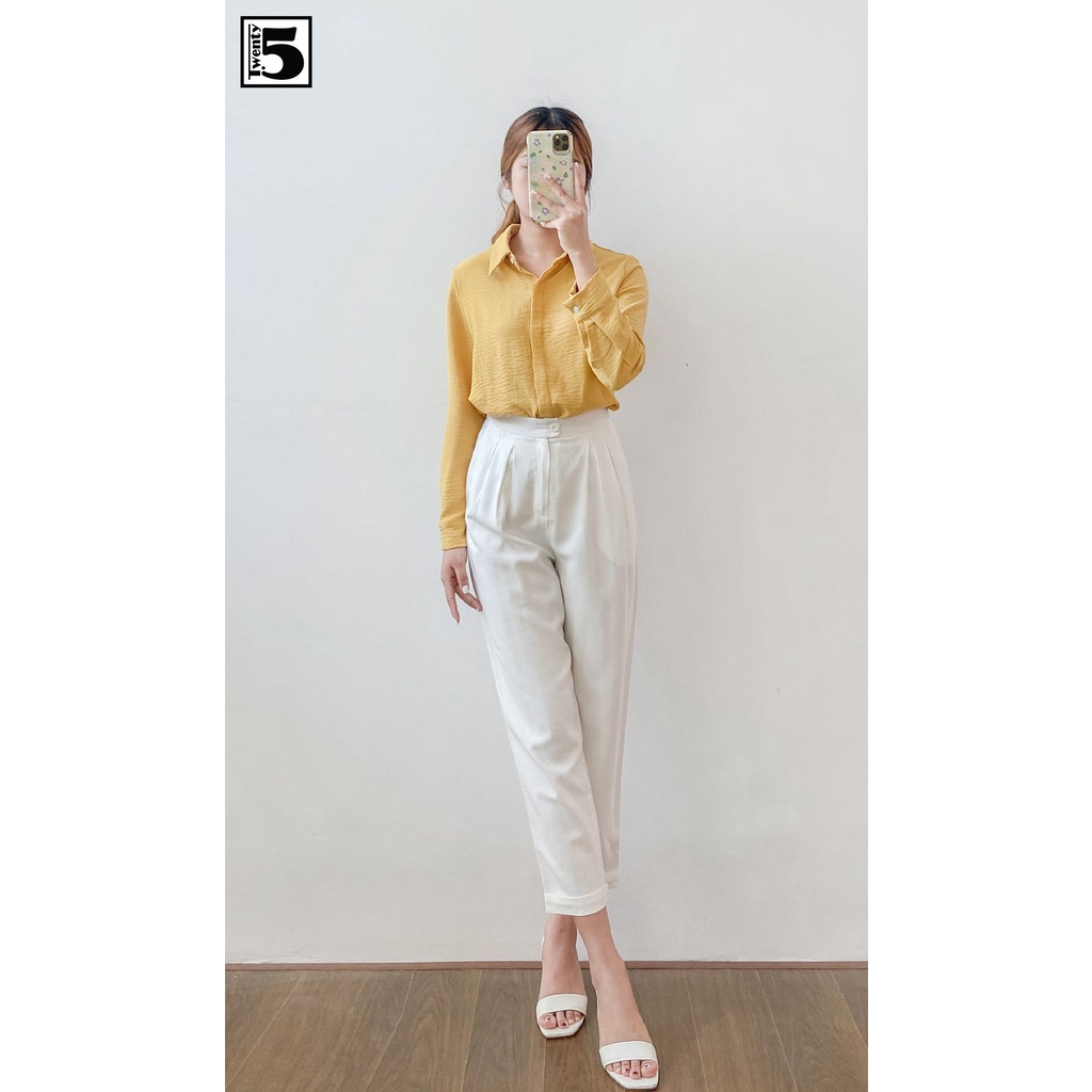 Áo sơ mi nữ công sở dáng suông nẹp viền cúc Twentyfive N189