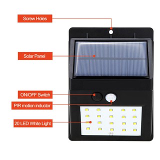 Đèn LED cảm ứng Solar Sensor Wall Light - 20 Led