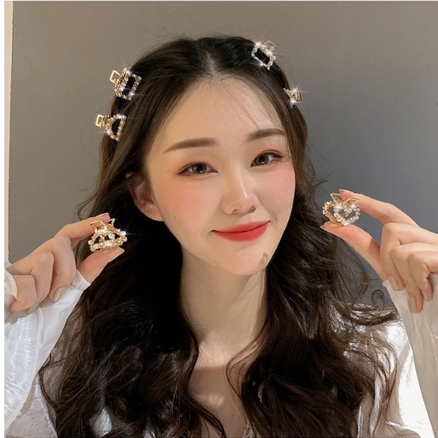Kẹp Tóc Mini Đính Ngọc Trai Và Đá Nhân Tạo Phong Cách Hàn Quốc