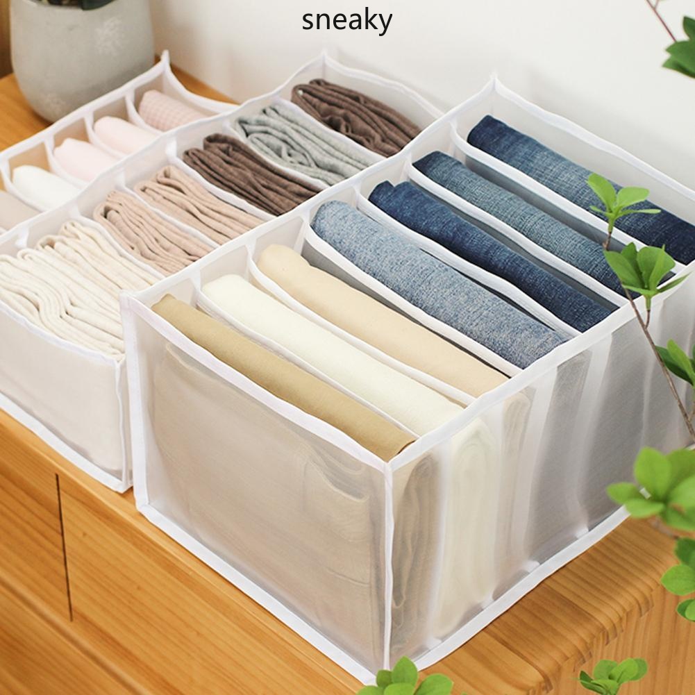 Hộp Đựng Quần Áo Chia Ngăn Chất Liệu Vải Lưới Có Thể Xếp Chồng Và Giặt Sạch Tiện Lợi Trong Tủ Quần Áo H5M0