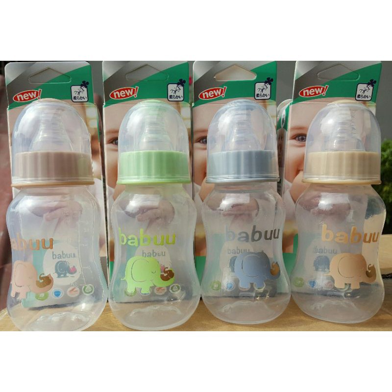 (Tặng kèm 1 núm) Bình sữa Babuu Baby Cổ hẹp nhựa PP dung tích 60/125/250ml