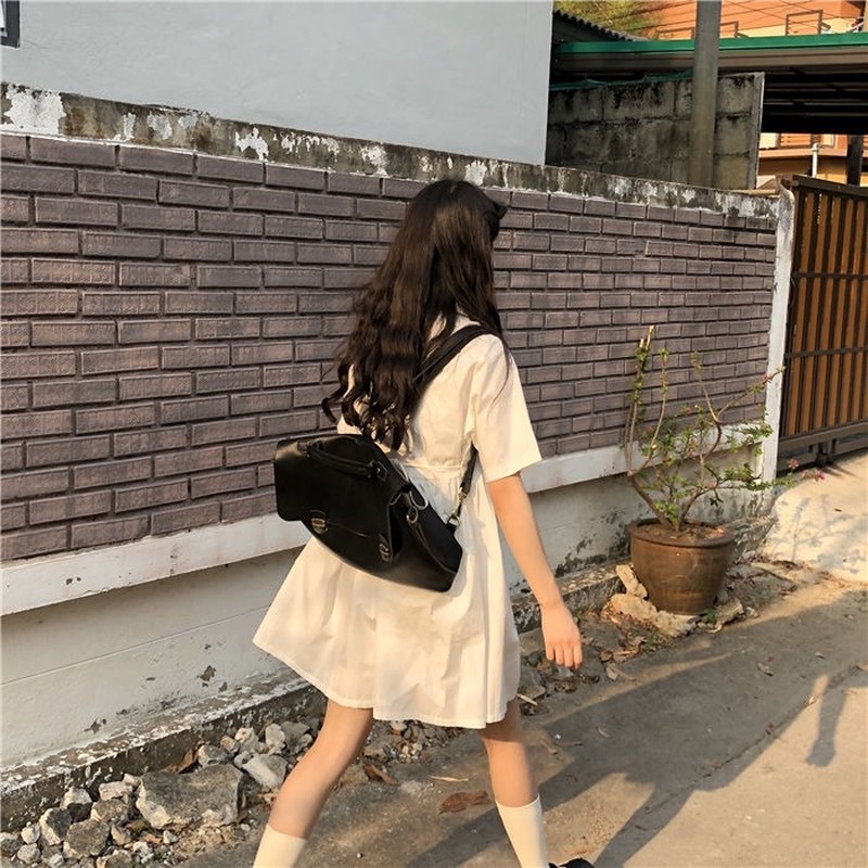 Đầm Sơ Mi Trắng Phong Cách Nhật Bản Dễ Thương Cho Nữ