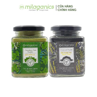 Bộ Đôi Bột Đắp Mặt Nạ Detox, Tái Tạo Da MILAGANICS (Bột Than Tre Hoạt Tính 100g (Hũ) + Bột Diếp Cá 100g (Hũ))