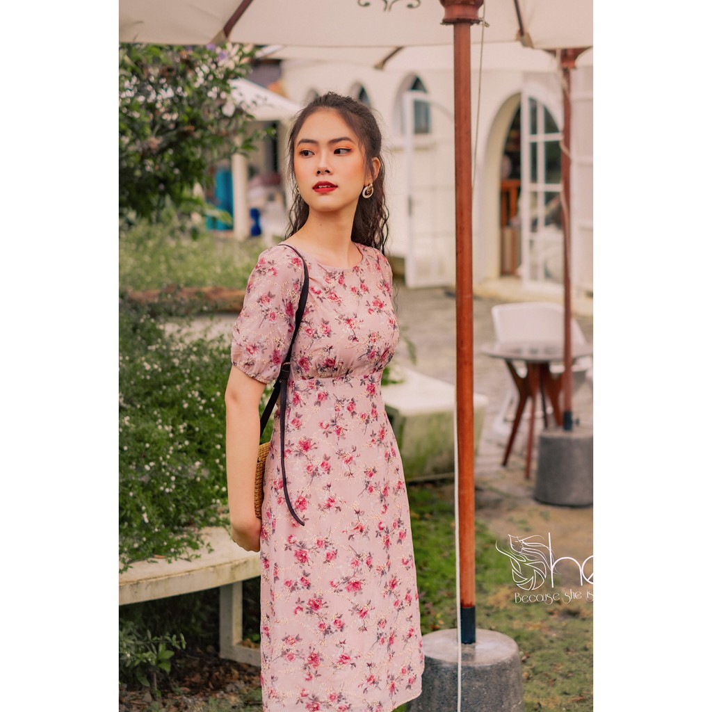 Cindy Dress - Đầm cổ tròn tay bo - SDX105