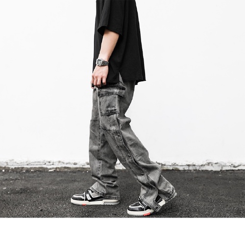 Quần Jeans ống rộng, túi hộp kết hợp 2 hàng cục cao cấp, Quần ống rộng phong cách Streetwear hottrend | BigBuy360 - bigbuy360.vn