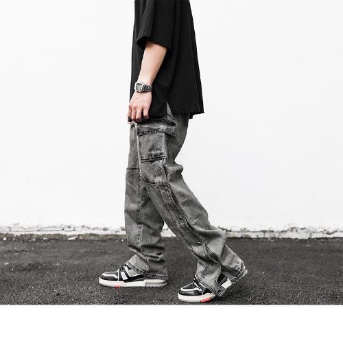 Quần Jeans ống rộng, túi hộp kết hợp 2 hàng cục cao cấp, Quần ống rộng phong cách Streetwear hottrend