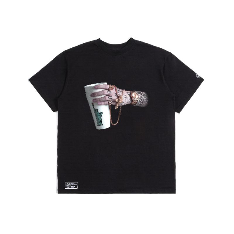 Áo thun tay cầm cốc ĐEN/RÊU vải cotton phong cách unisex.
