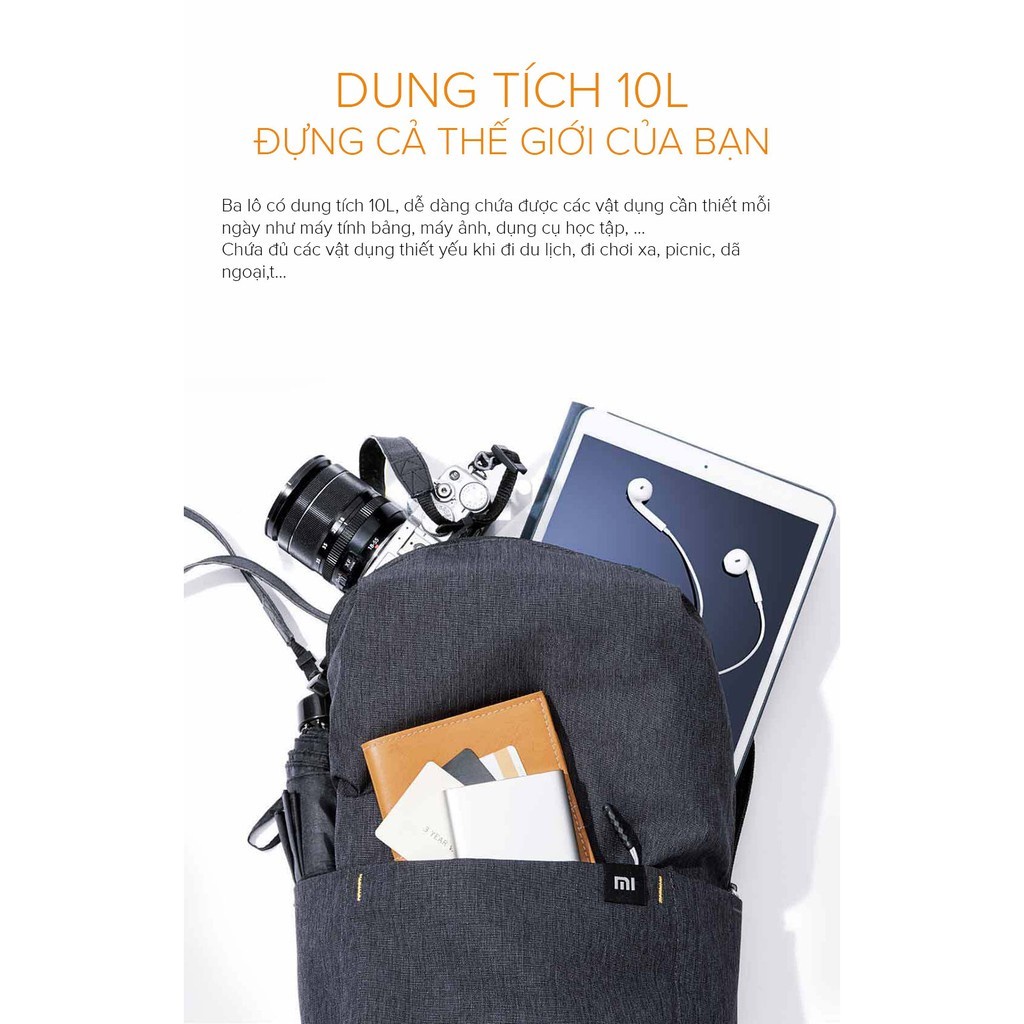 Balo du lịch Xiaomi Mi Casual Daypack - Balo Mini Đeo Vai Xiaomi Backpack - Chống Nước - Nhỏ Gọn - Xinh Xắn - Chính Hãng