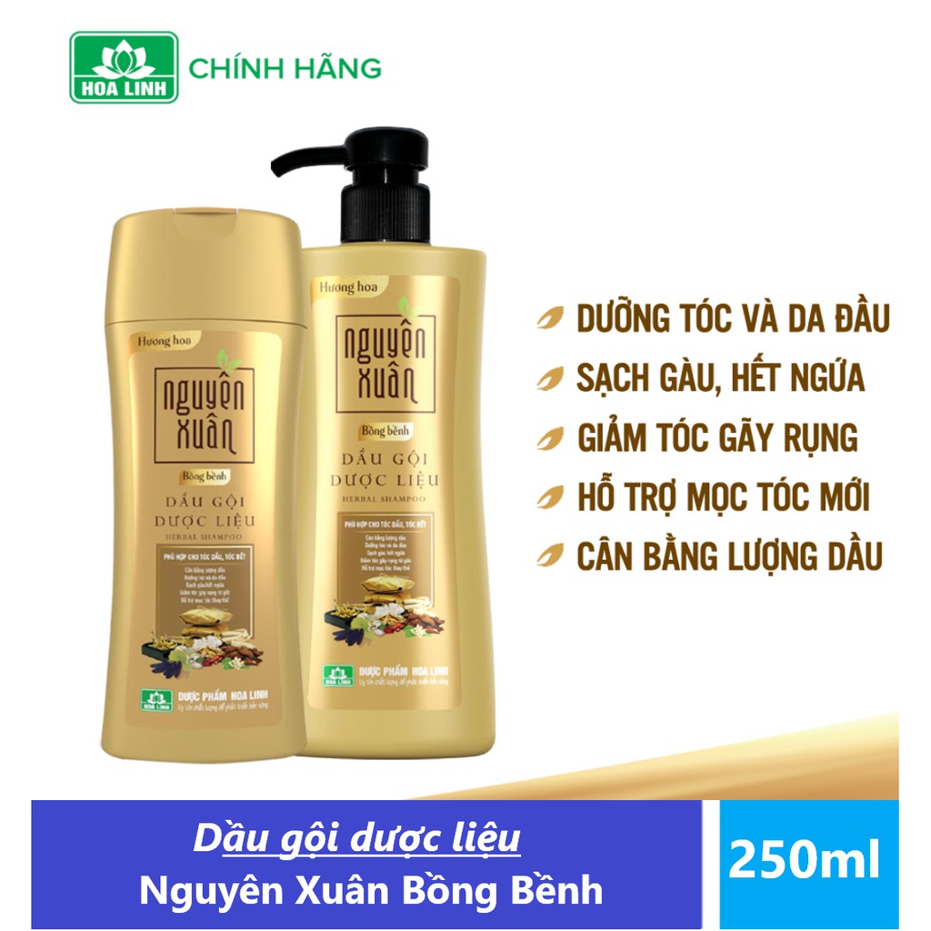 |DẦU GỘI dược liệu Nguyên Xuân Bồng Bềnh |Giúp phục hồi tóc hư tổn, giảm tóc khô xơ chẻ ngọn và gãy rụng (Chai 250ml)