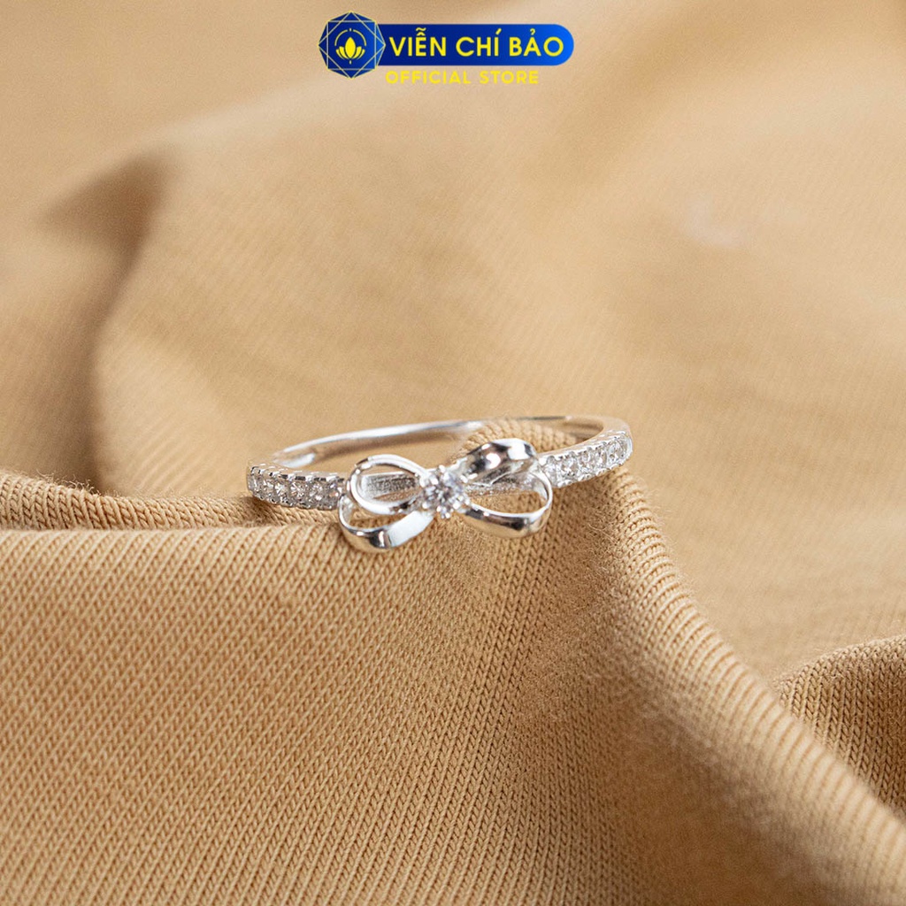 Nhẫn bạc nữ hình nơ viền đá chất liệu bạc 925 thời trang phụ kiện trang sức Viễn Chí Bảo N400876