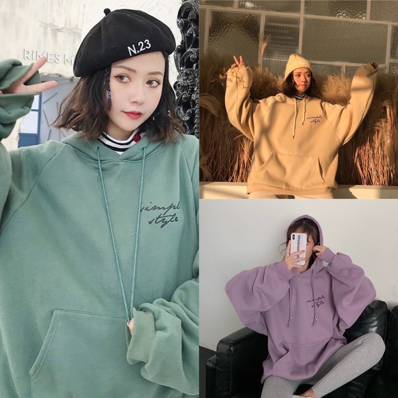 ÁO HOODIE 3 MÀU UNISEX BE TÍM XANH