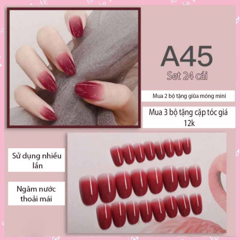 Móng tay giả kèm keo set 24 cái giá rẻ, trẻ trung, cá tính