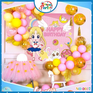 Combo Bóng Sinh Nhật Thuỷ Thủ Mặt Trăng Cho Bé Gái Có Backdrop Thiết Kế Sẵn tại HAPATI 0037