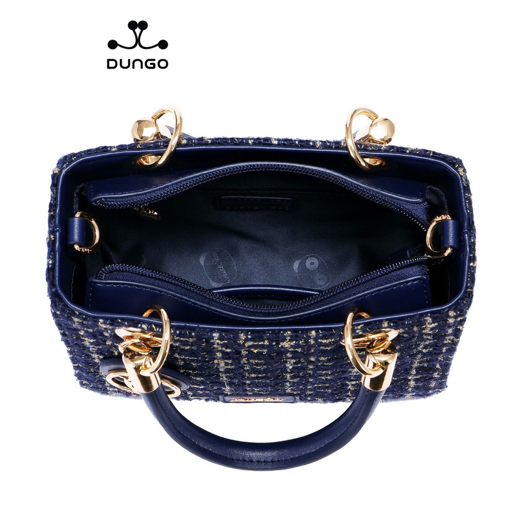 Túi Xách JUST STAR Tweed Charm Hươu DU172524 Xanh/ Đen/ Trắng