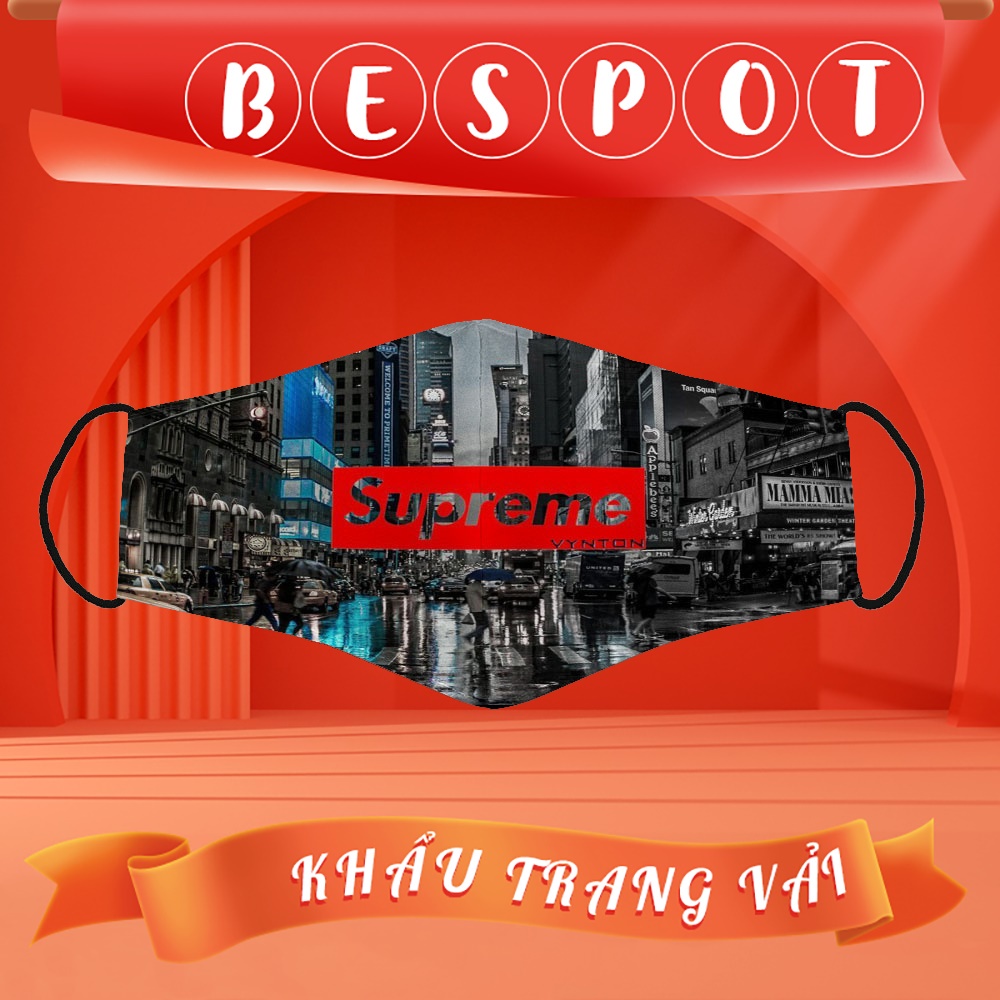 Khẩu Trang Supreme_52 Rộng Đẹp PESBOT Vải Cotton 100%, Kháng Khuẩn, Không Đau Tai, Dễ Thở Dành cho Nam Nữ