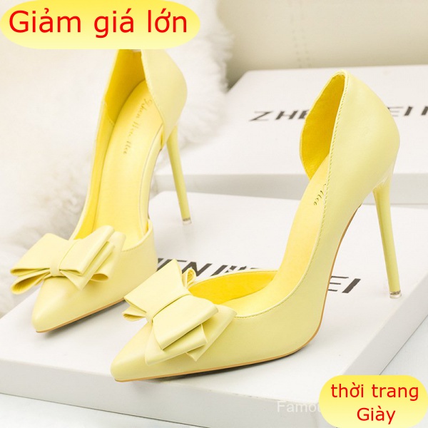 Giày Cao Gót 10.5cm Đính Nơ Thời Trang Hàn Quốc Cho Nữ