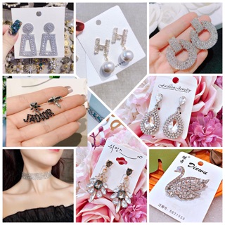 Combo 6 hoa tai cao cấp, cài áo và chocker