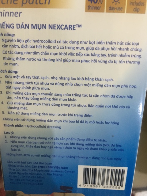 Miếng dán mụn Nexcare - hút và Lấy mụn hiệu quả (hộp 30 miếng)