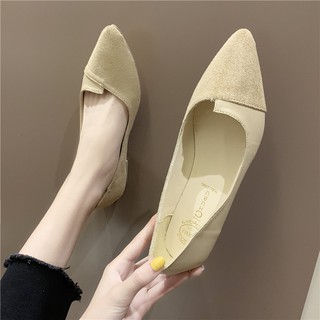 Giày bệt nữ da mềm pha da lộn, mũi nhọn siêu xinh gn20