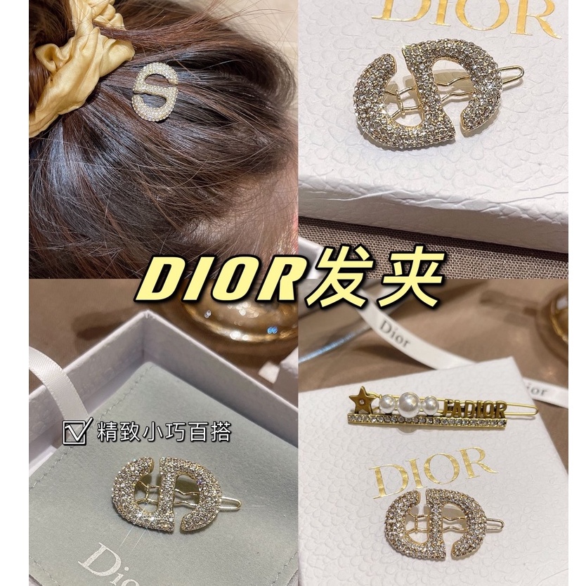 Kẹp tóc Dior đính đá kim cương giả lấp lánh cao cấp thời trang dành cho nữ