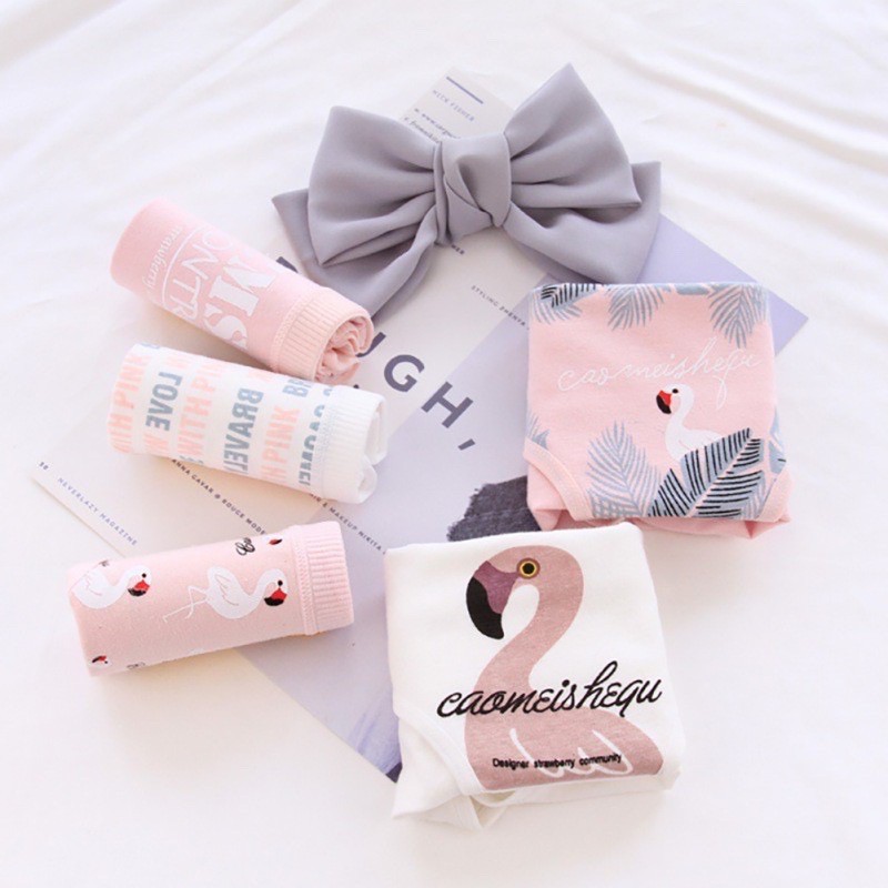 Quần Lót Cotton In Họa Tiết Chim Hồng Hạc Xinh Xắn Dành Cho Nữ ( 38-58kg )