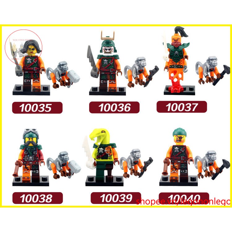 Minifigure nhân vật lego Ninjago đội Sky Pirats kèm pet khỉ độc lạ Decool 10035-10040