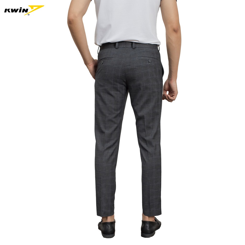 Quần Âu Nam Kwin phom Cropped fit năng động, họa tiết kẻ lịch lãm  KTR01609