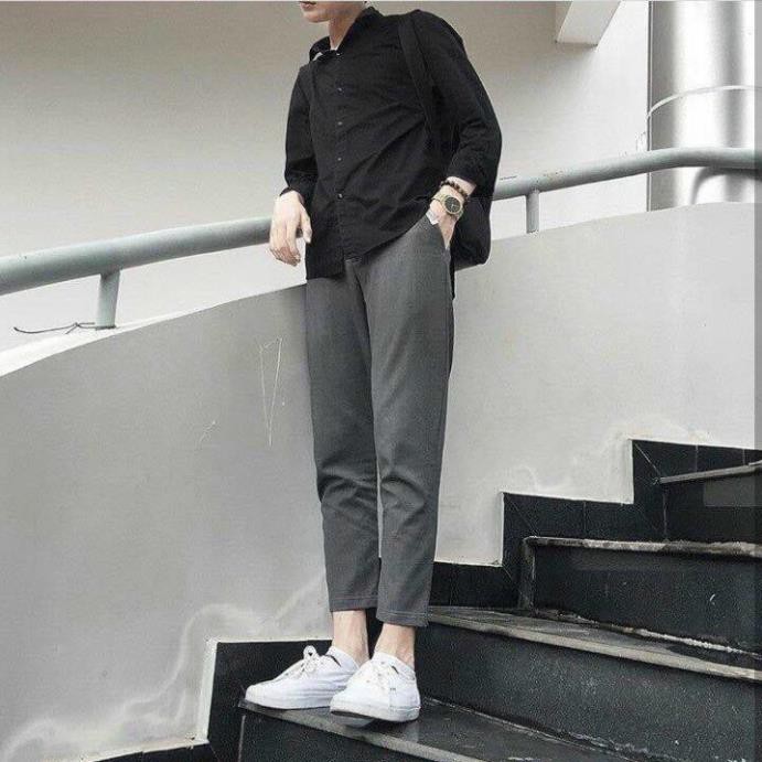 Quần Baggy Nam Nữ KAKI Ống Suông Unisex - Kiểu quần baggy kaki Basic 3 màu đen xám be 🥇