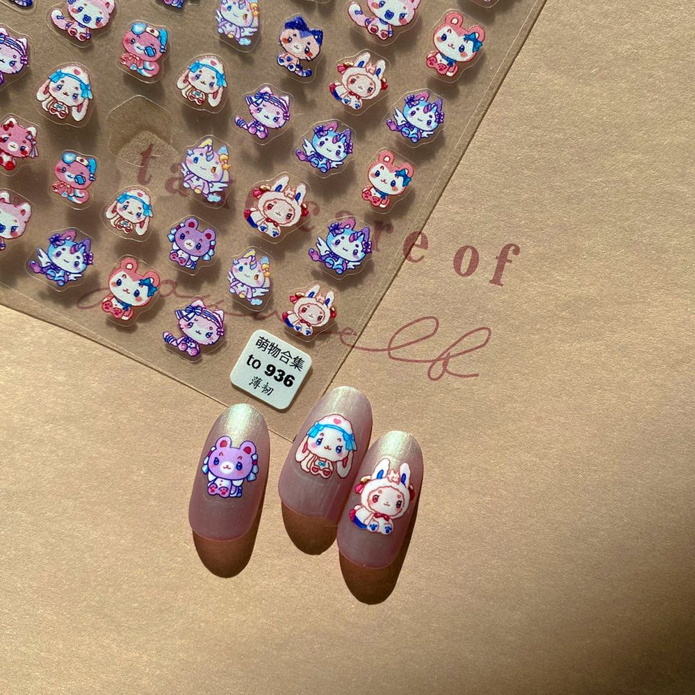 [Hàng mới về] Miếng dán trang trí móng tay 5d họa tiết hoạt hình dễ thương