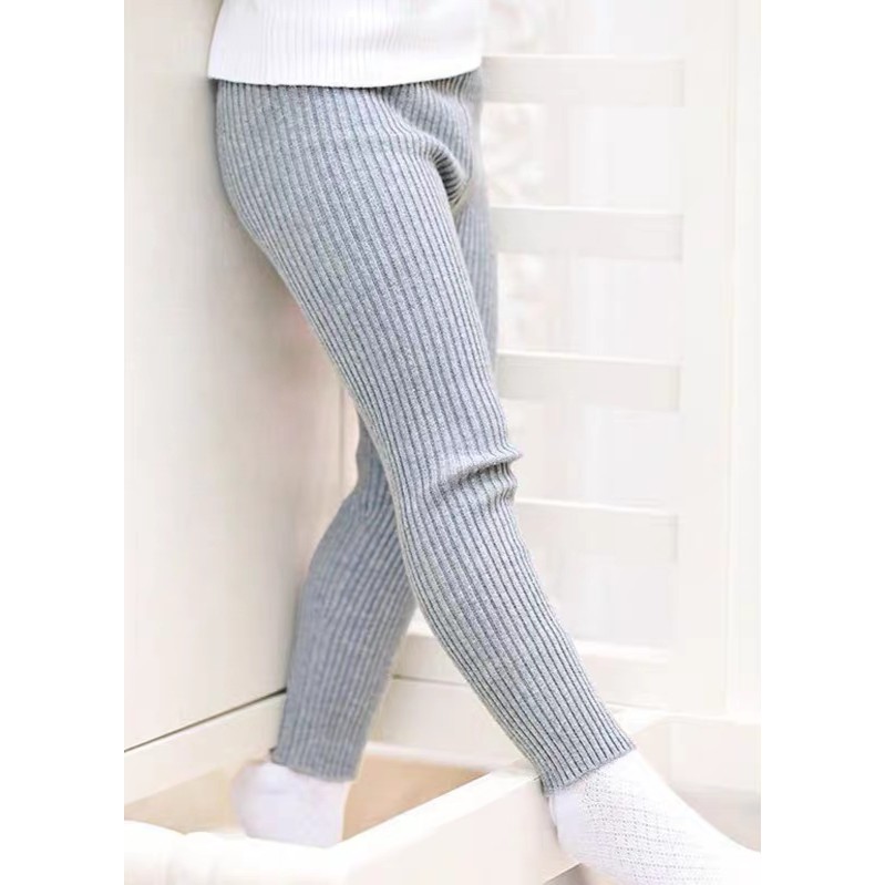 Quần legging trơn thun gân co giãn mạnh màu vàng/xanh/xám/hồng/tím