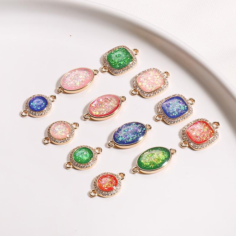 Mặt Dây Chuyền / Khuyên Tai / Vòng Tay / Dây Chuyền Bằng Đồng Mạ Vàng 18K Đính Đá Opal Nhân Tạo diy