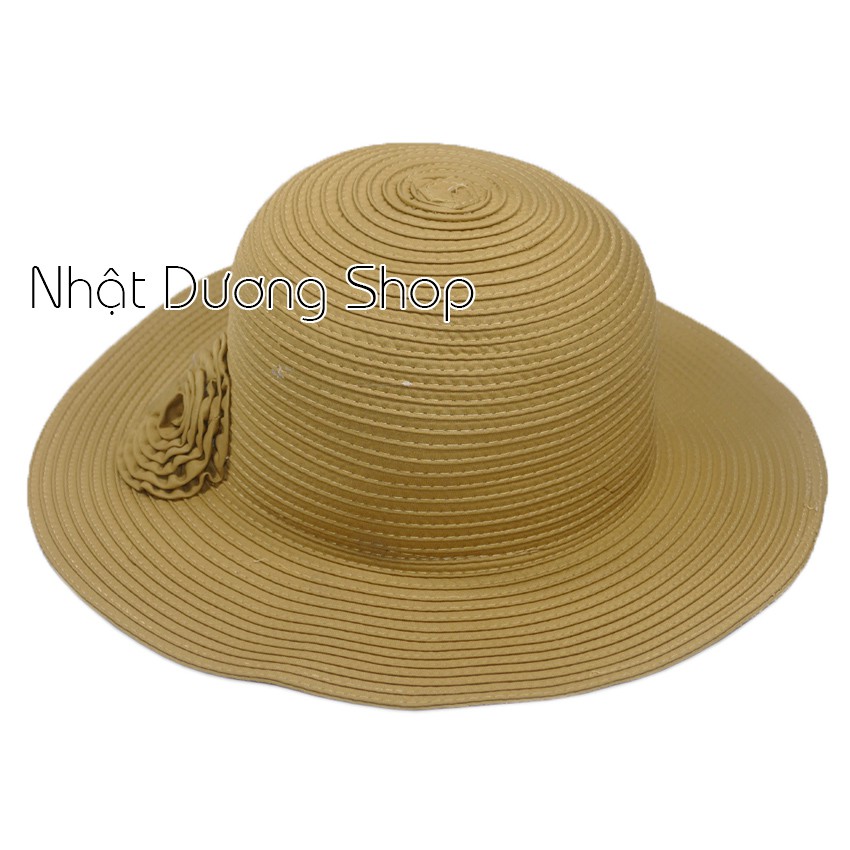 [ FREESHIP ] Nón bo nữ rộng vành 8cm có gắn hoa với chất liệu cói cao cấp, sang trọng che nắng cực tốt